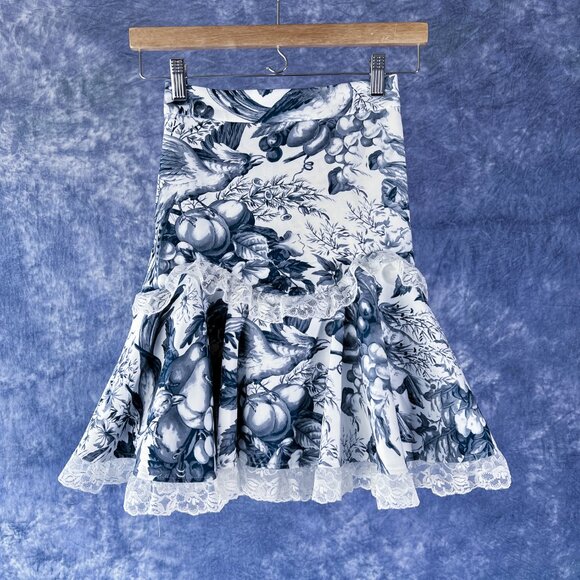 Selkie Blue & White Boleyn in Louis Toile Mini Skirt Sz XS - Picture 1 of 4